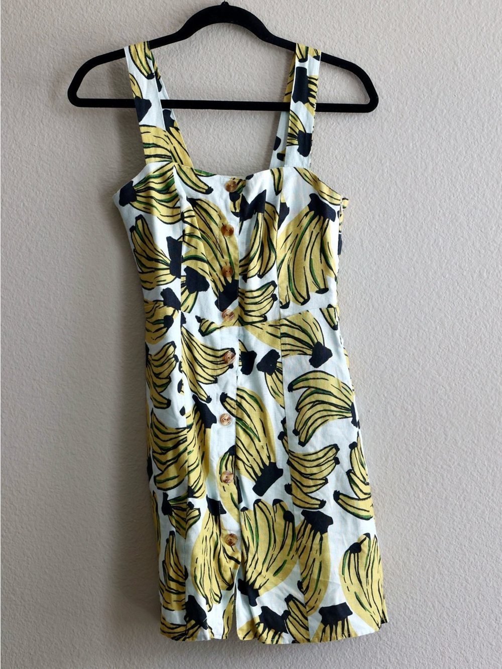 FARM Rio Yellow Banana-Print Mini Dress